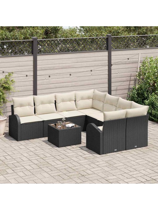 Aia diivanikomplekt padjaga 9 tk must ja kreem 55 x 55 x 37 cm
