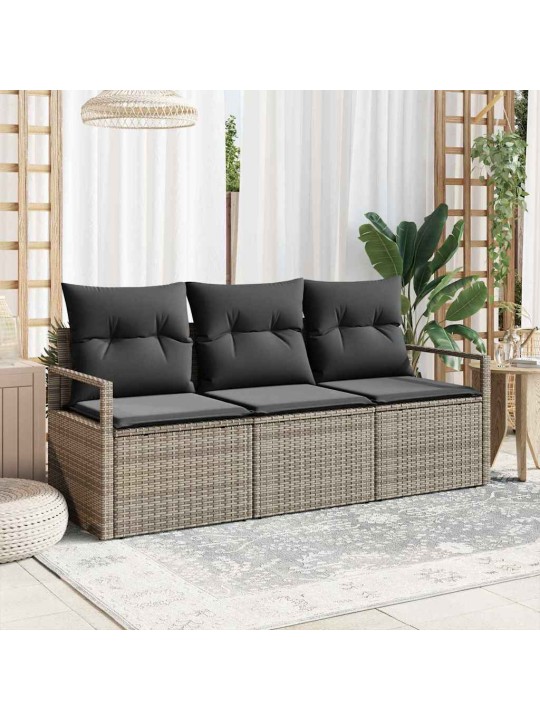 Aia diivanikomplekt 3 tk hall polü rattan, pulberkattega teras