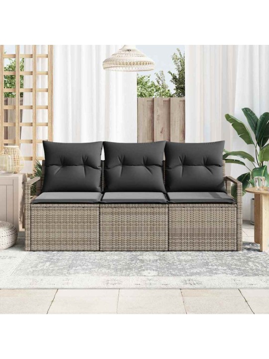 Aia diivanikomplekt 3 tk hall polü rattan, pulberkattega teras