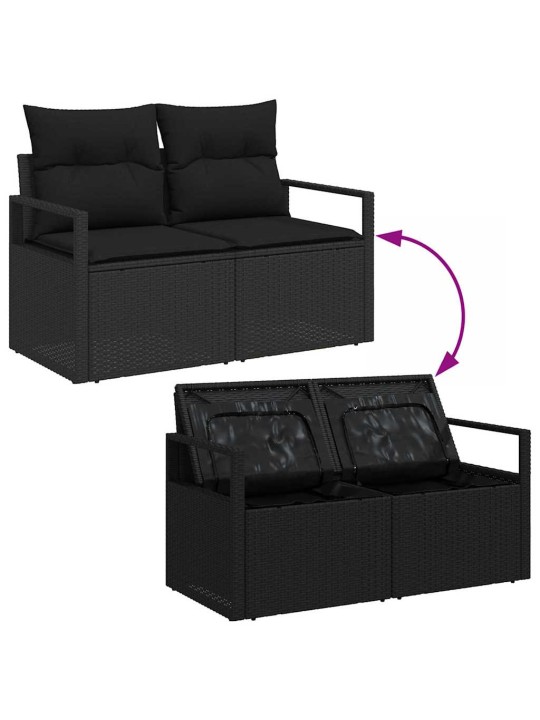 Aia diivanikomplekt 3 tk must polü rattan, pulberkattega teras