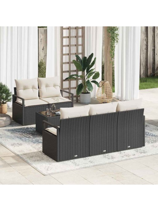 Aia diivanikomplekt padjaga 6 tk must ja kreem 55 x 55 x 37 cm