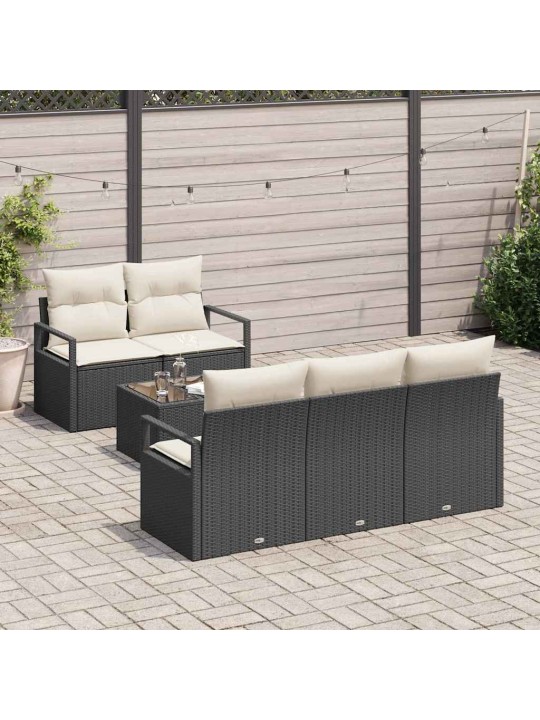 Aia diivanikomplekt padjaga 6 tk must ja kreem 55 x 55 x 37 cm