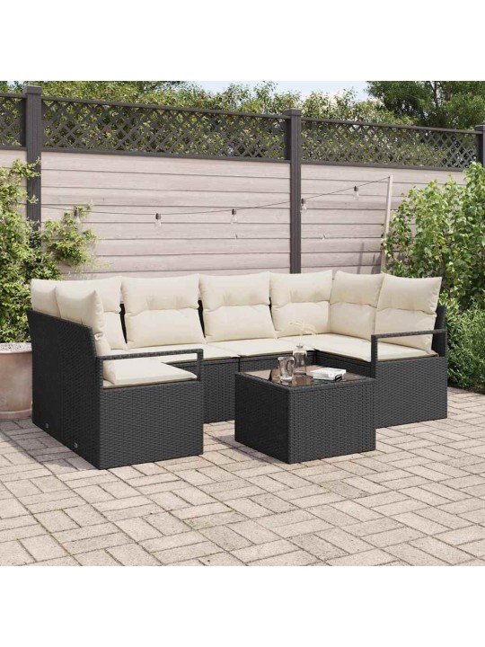 Aia diivanikomplekt padjaga 7 tk must ja kreem 55 x 55 x 37 cm