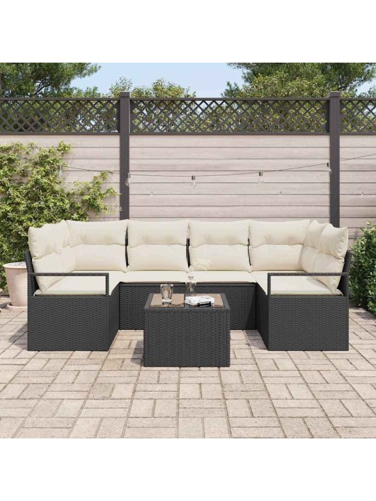 Aia diivanikomplekt padjaga 7 tk must ja kreem 55 x 55 x 37 cm