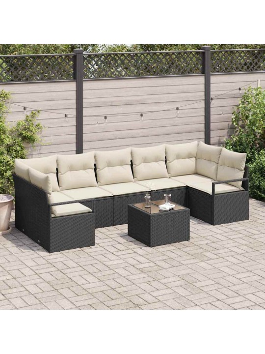 Aia diivanikomplekt padjaga 8 tk must ja kreem 55 x 55 x 37 cm
