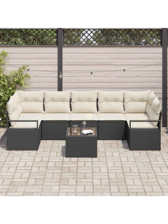 Aia diivanikomplekt padjaga 8 tk must ja kreem 55 x 55 x 37 cm