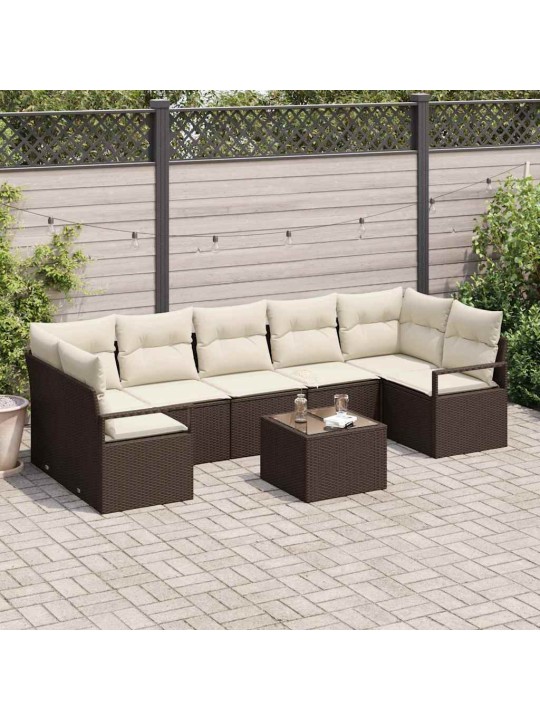 Aia diivanikomplekt 8 tk pruun ja kreem 55 x 55 x 37 cm