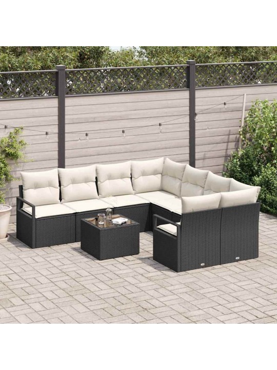 Aia diivanikomplekt padjaga 9 tk must ja kreem 55 x 55 x 37 cm