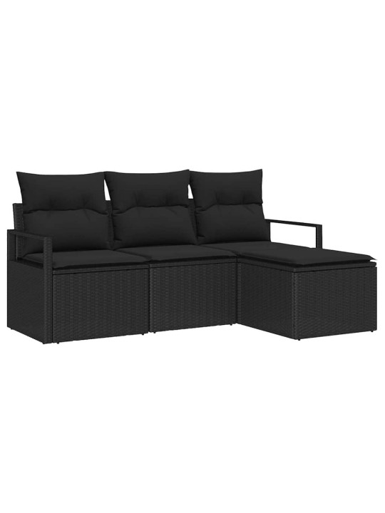 Aia diivanikomplekt 4 tk must polü rattan, pulberkattega teras