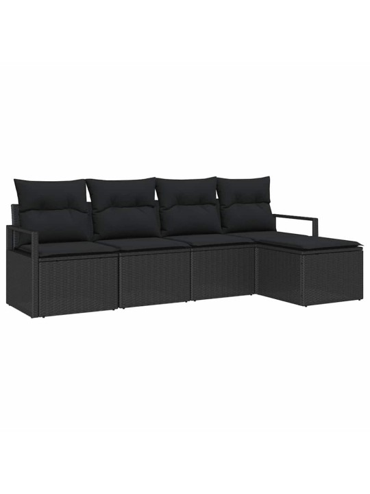 Aia diivanikomplekt 5 tk must polü rattan, pulberkattega teras