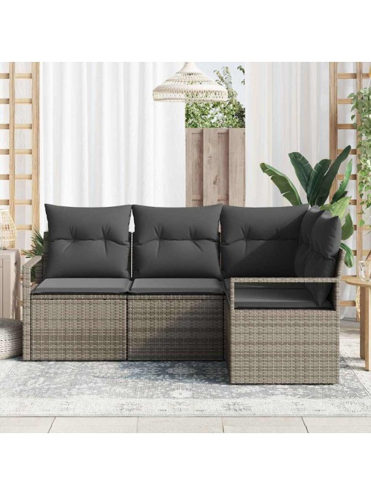 Aia diivanikomplekt 4 tk hall polü rattan, pulberkattega teras