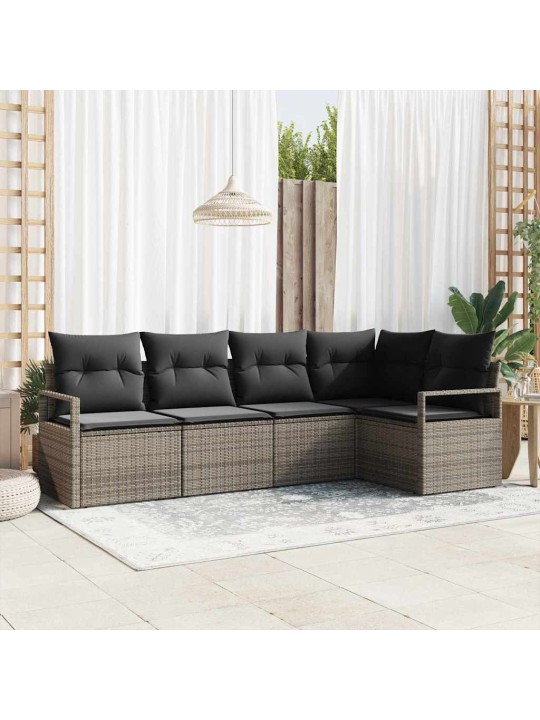 Aia diivanikomplekt 5 tk hall polü rattan, pulberkattega teras
