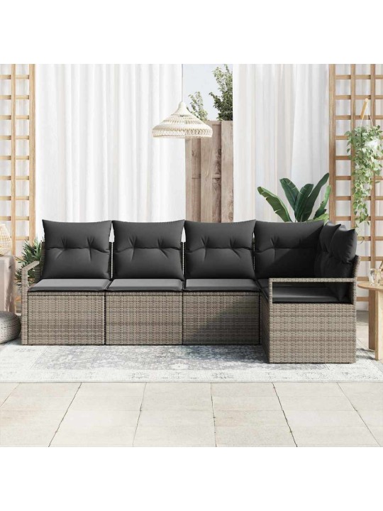 Aia diivanikomplekt 5 tk hall polü rattan, pulberkattega teras