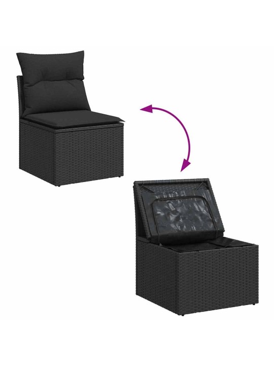 Aia diivanikomplekt 5 tk must polü rattan, pulberkattega teras