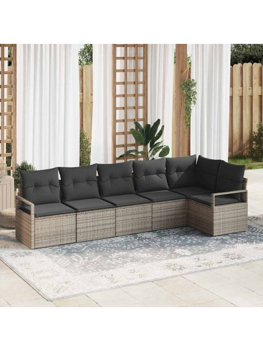 Aia diivanikomplekt 6 tk hall polü rattan, pulberkattega teras