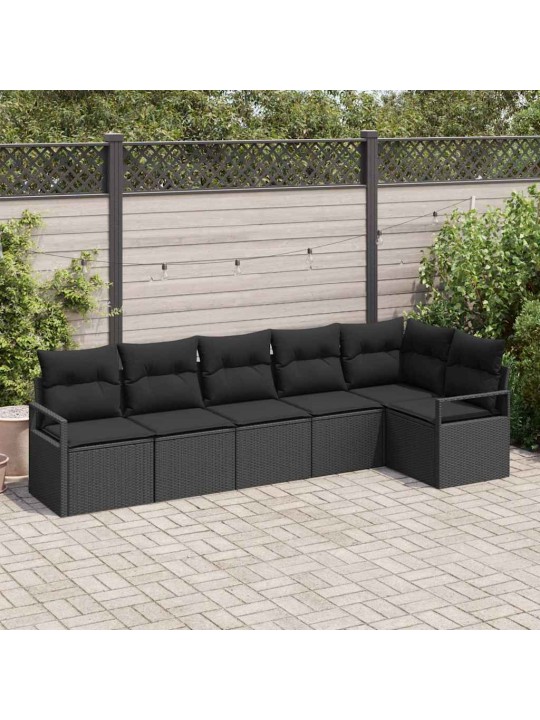 Aia diivanikomplekt 6 tk must polü rattan, pulberkattega teras