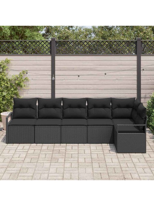 Aia diivanikomplekt 6 tk must polü rattan, pulberkattega teras