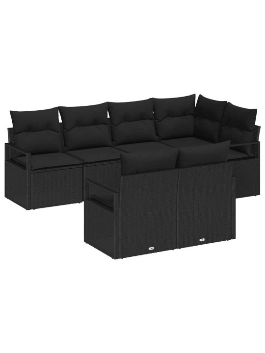 Aia diivanikomplekt 7 tk must polü rattan, pulberkattega teras