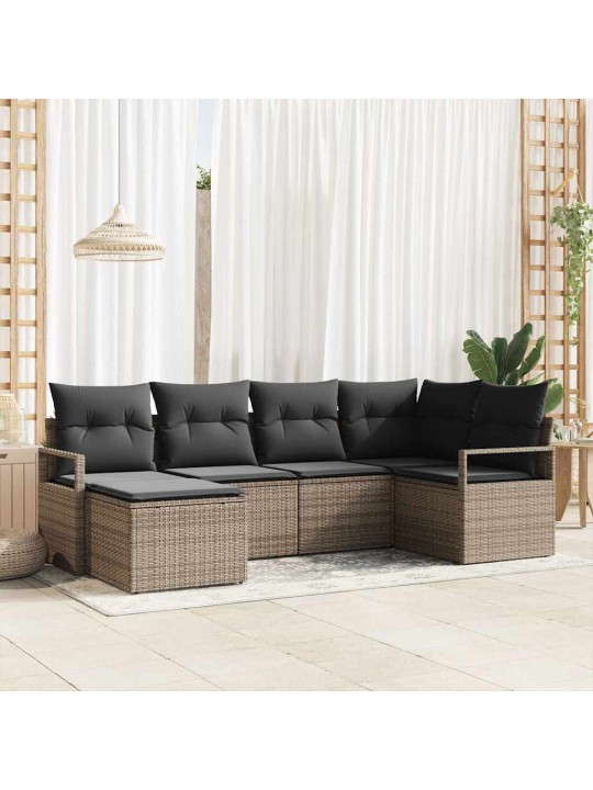 Aia diivanikomplekt 6 tk hall polü rattan, pulberkattega teras