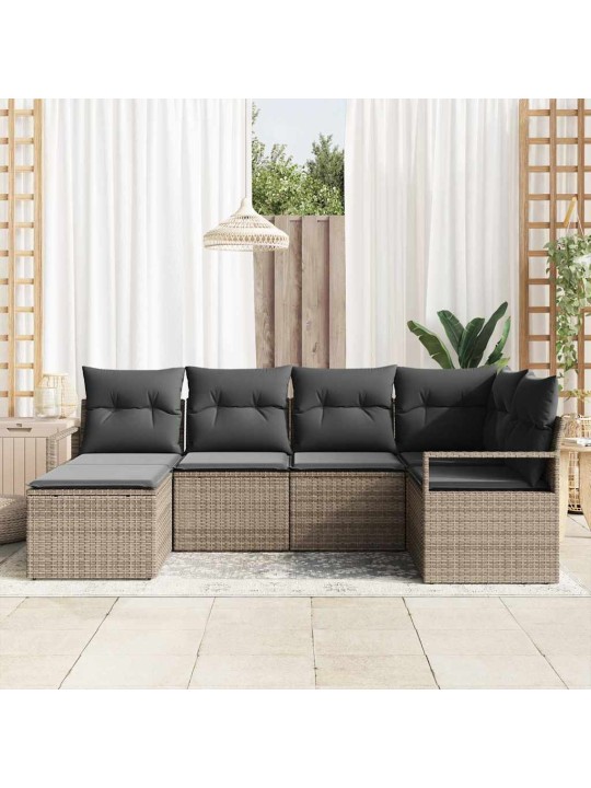 Aia diivanikomplekt 6 tk hall polü rattan, pulberkattega teras