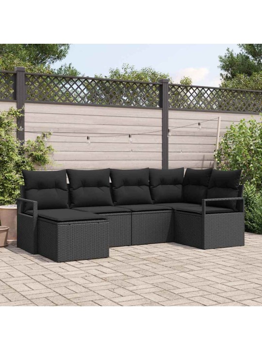 Aia diivanikomplekt 6 tk must polü rattan, pulberkattega teras