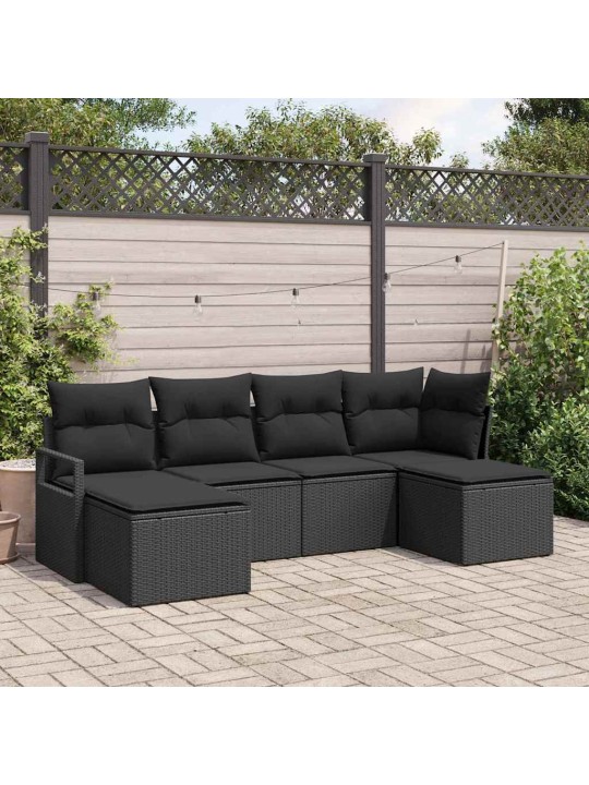 Aia diivanikomplekt 6 tk must polü rattan, pulberkattega teras