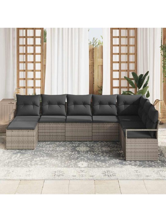 Aia diivanikomplekt 8 tk hall polü rattan, pulberkattega teras