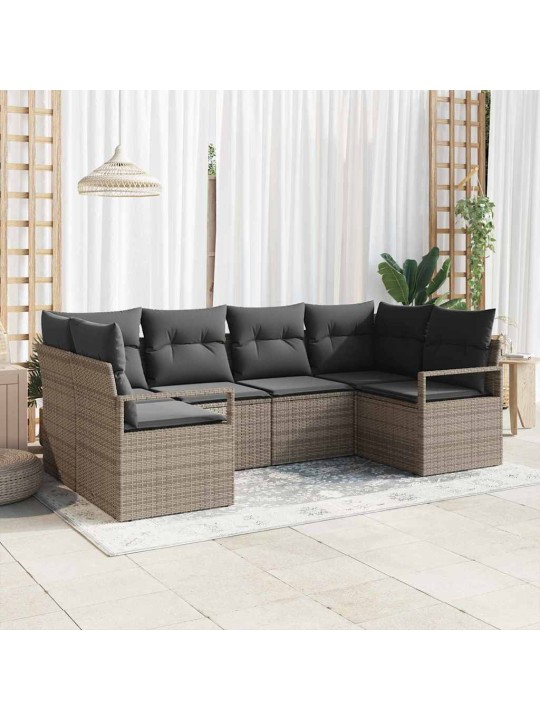 Aia diivanikomplekt 6 tk hall polü rattan, pulberkattega teras