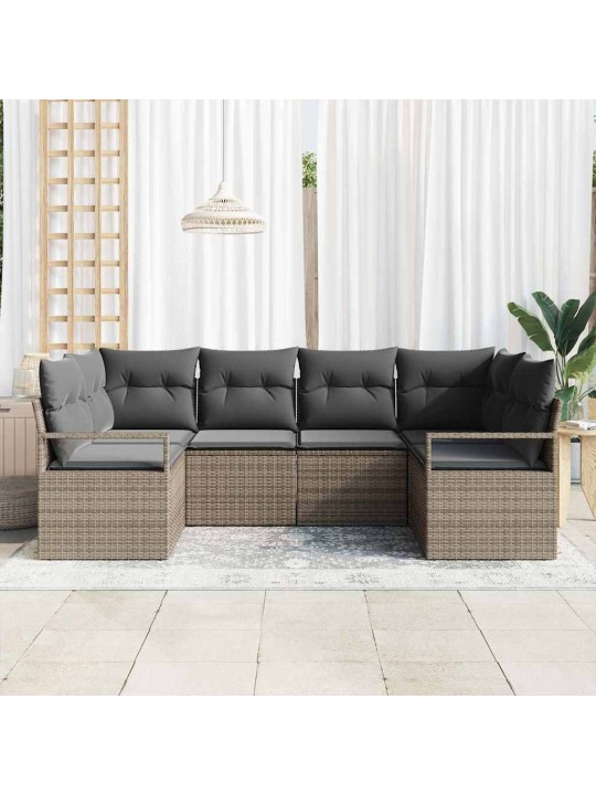 Aia diivanikomplekt 6 tk hall polü rattan, pulberkattega teras