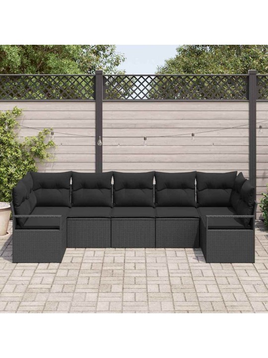 Aia diivanikomplekt 7 tk must polü rattan, pulberkattega teras