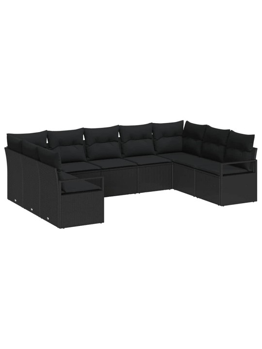 Aia diivanikomplekt 9 tk must polü rattan, pulberkattega teras