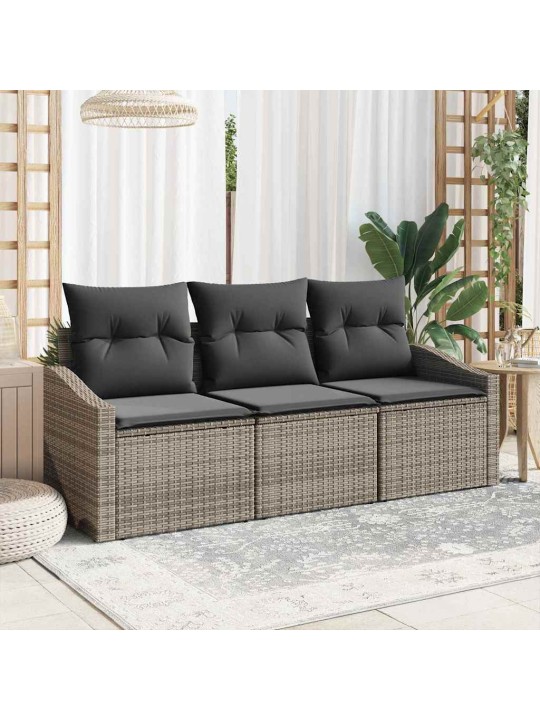 Aia diivanikomplekt 3 tk hall polü rattan, pulberkattega teras