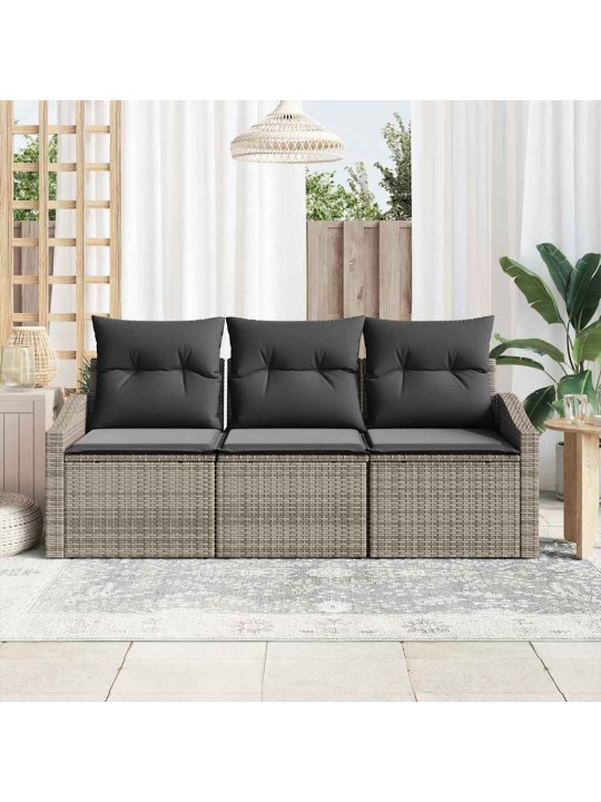 Aia diivanikomplekt 3 tk hall polü rattan, pulberkattega teras