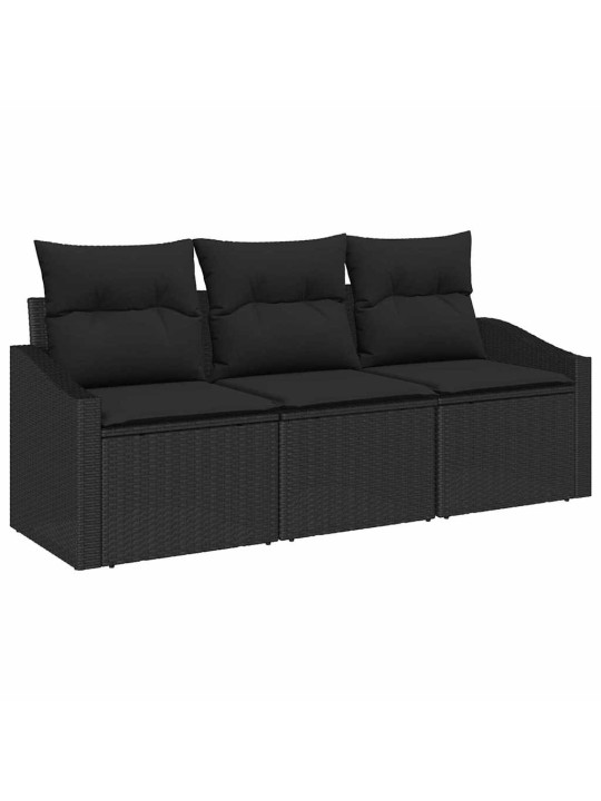 Aia diivanikomplekt 3 tk must polü rattan, pulberkattega teras