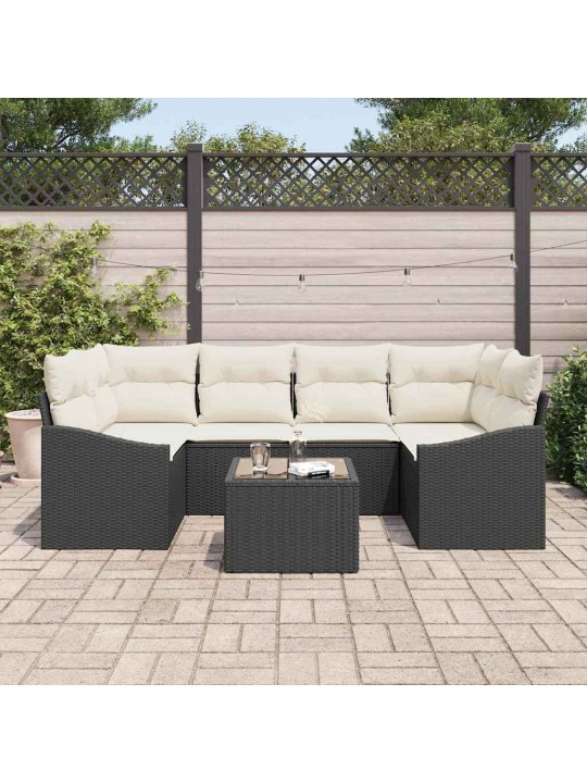Aia diivanikomplekt padjaga 7 tk must ja kreem 55 x 55 x 37 cm