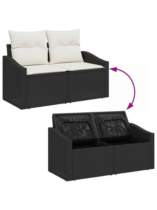 Aia diivanikomplekt padjaga 8 tk must ja kreem 55 x 55 x 37 cm