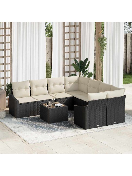Aia diivanikomplekt padjaga 9 tk must ja kreem 55 x 55 x 37 cm