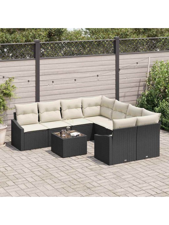 Aia diivanikomplekt padjaga 9 tk must ja kreem 55 x 55 x 37 cm