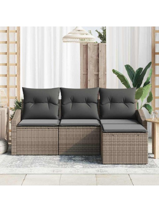 Aia diivanikomplekt 4 tk hall polü rattan, pulberkattega teras