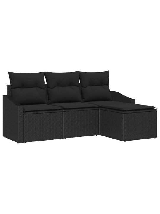 Aia diivanikomplekt 4 tk must polü rattan, pulberkattega teras