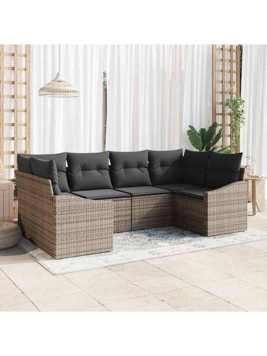 Aia diivanikomplekt 6 tk hall polü rattan, pulberkattega teras