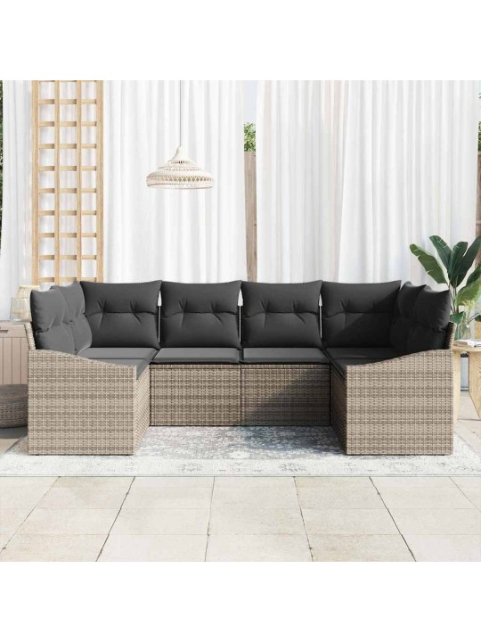 Aia diivanikomplekt 6 tk hall polü rattan, pulberkattega teras
