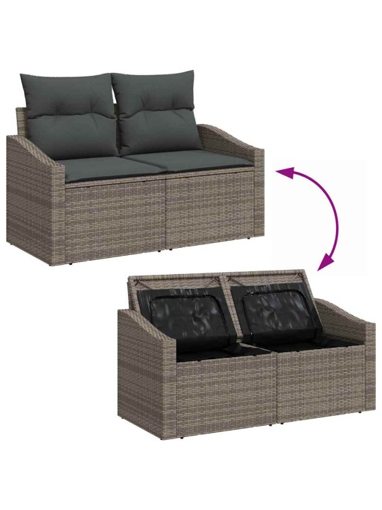 Aia diivanikomplekt 6 tk hall polü rattan, pulberkattega teras