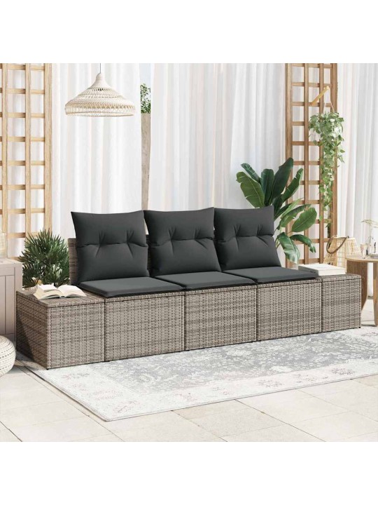 Aia diivanikomplekt 3 tk hall polü rattan, pulberkattega teras