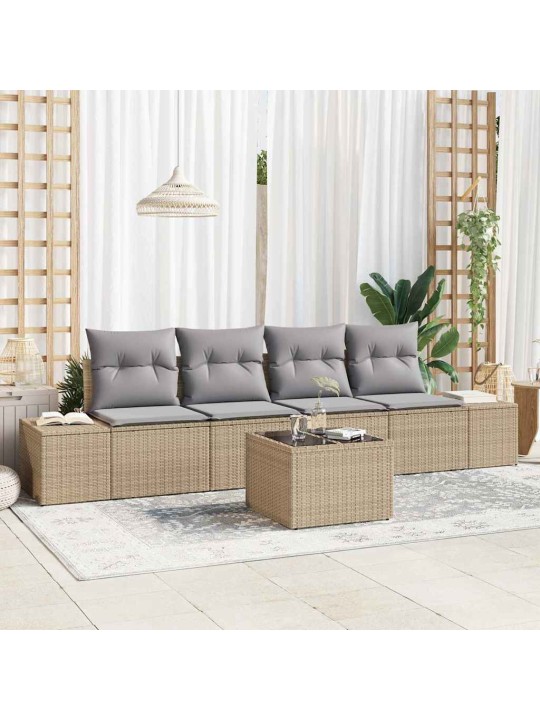 Aia diivanikomplekt padjaga 5 tk beež ja hall 55 x 55 x 37 cm