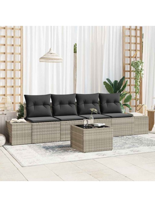 Aia diivanikomplekt 5 tk helehall ja tumehall 55 x 55 x 37 cm