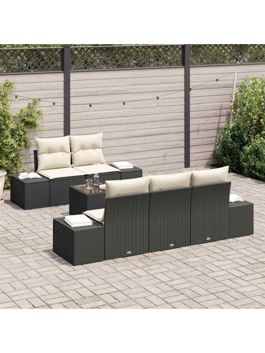 Aia diivanikomplekt padjaga 6 tk must ja kreem 55 x 55 x 37 cm