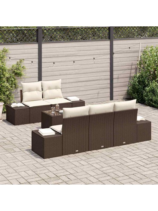 Aia diivanikomplekt 6 tk pruun ja kreem 55 x 55 x 37 cm