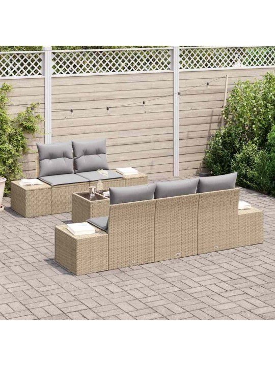 Aia diivanikomplekt padjaga 6 tk beež ja hall 55 x 55 x 37 cm
