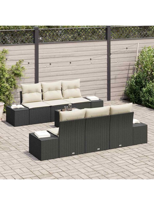 Aia diivanikomplekt padjaga 7 tk must ja kreem 55 x 55 x 37 cm